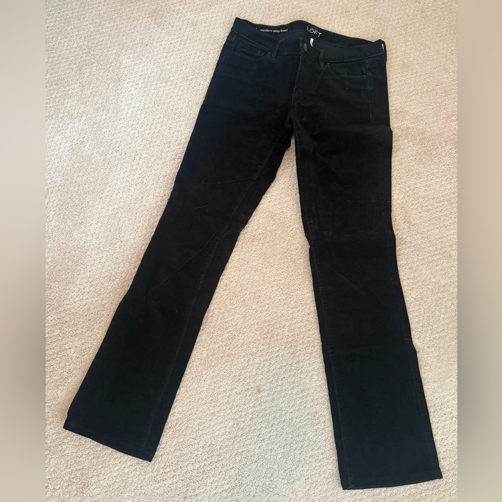 Loft Black Straight-Leg Corduroy Pants